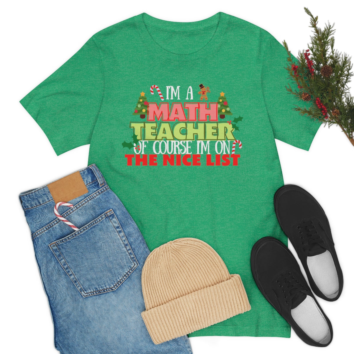 Math Teacher Nice List Unisex Jersey Short Sleeve Tee