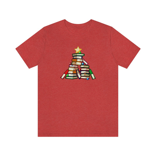 Holiday Tree of Books Unisex Jersey Short Sleeve Tee