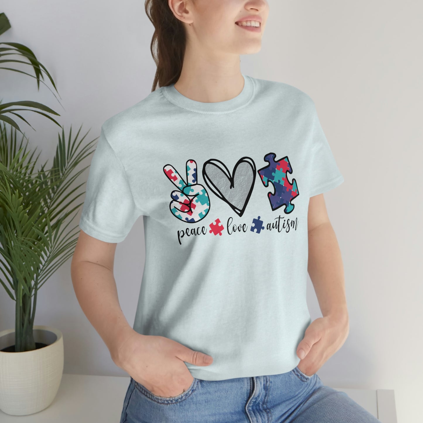 Peace Love Autism Unisex Jersey Short Sleeve Tee