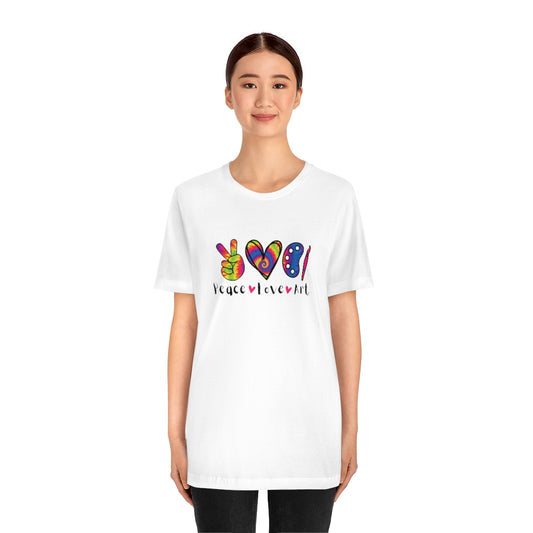 Peace Love and Art Unisex Jersey Short Sleeve Tee