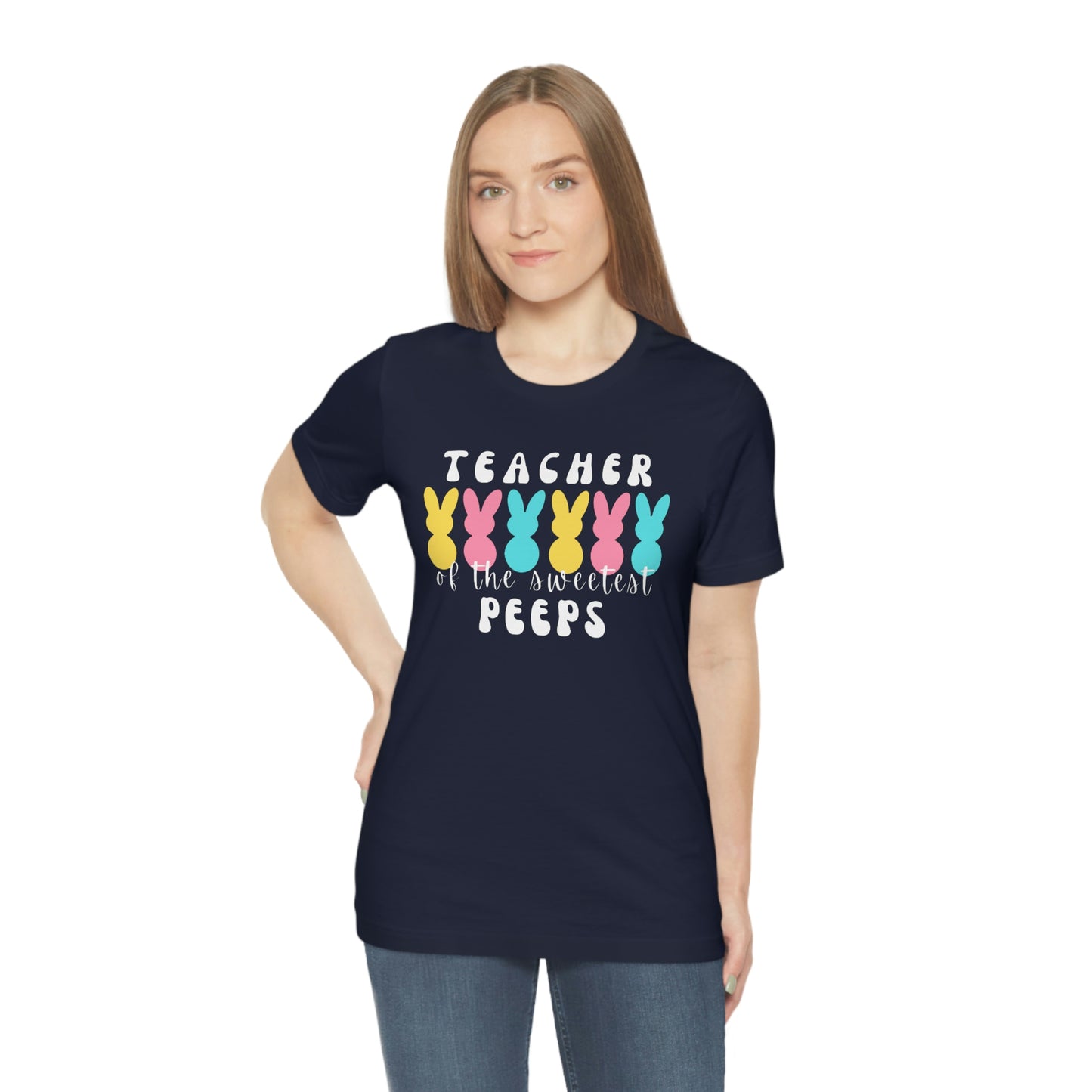 Teacher of the Sweetest Peeps White Lettering Tee