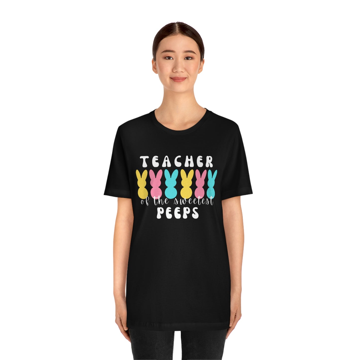Teacher of the Sweetest Peeps White Lettering Tee