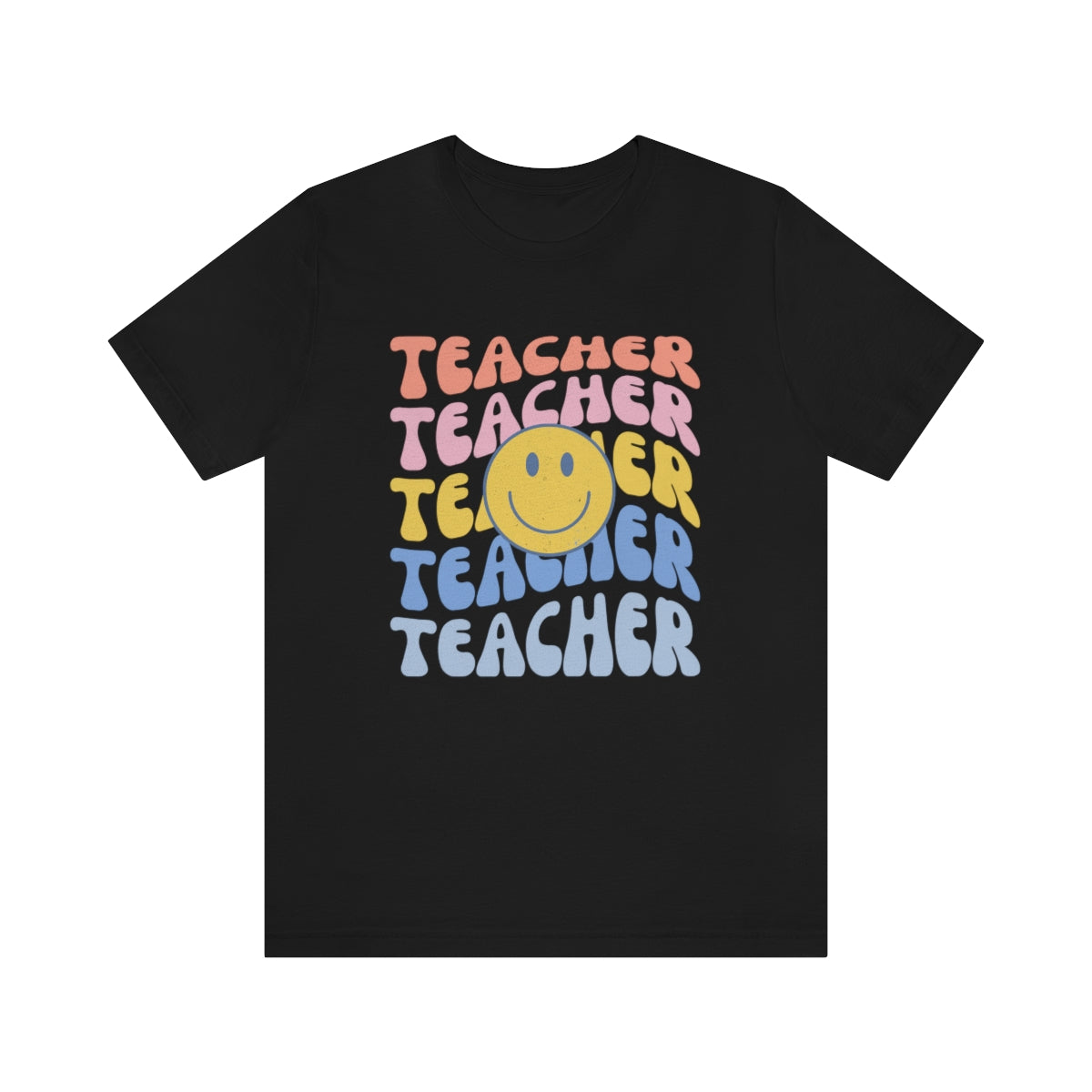Happy Teacher Pastel Retro Print Unisex Jersey Short Sleeve Tee