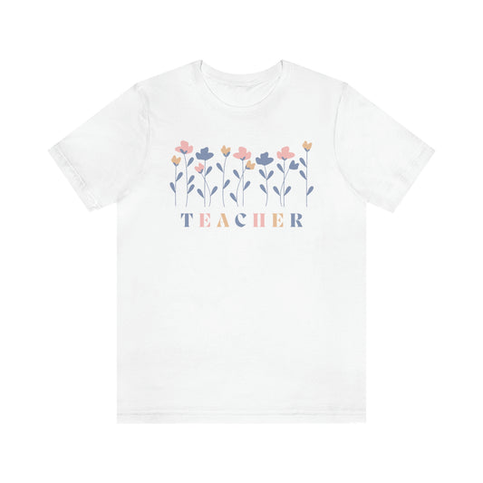 Spring Flowers Teacher Unisex Jersey Short Sleeve Tee