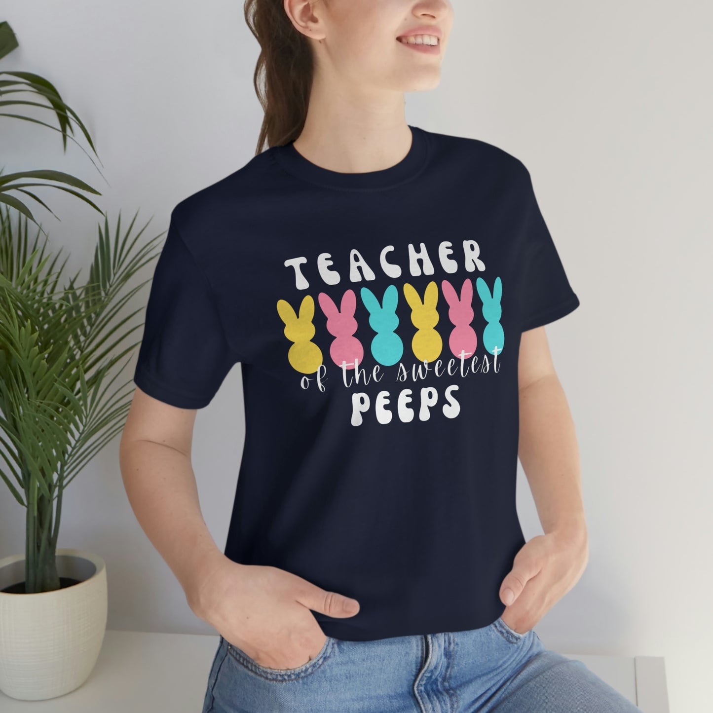 Teacher of the Sweetest Peeps White Lettering Tee