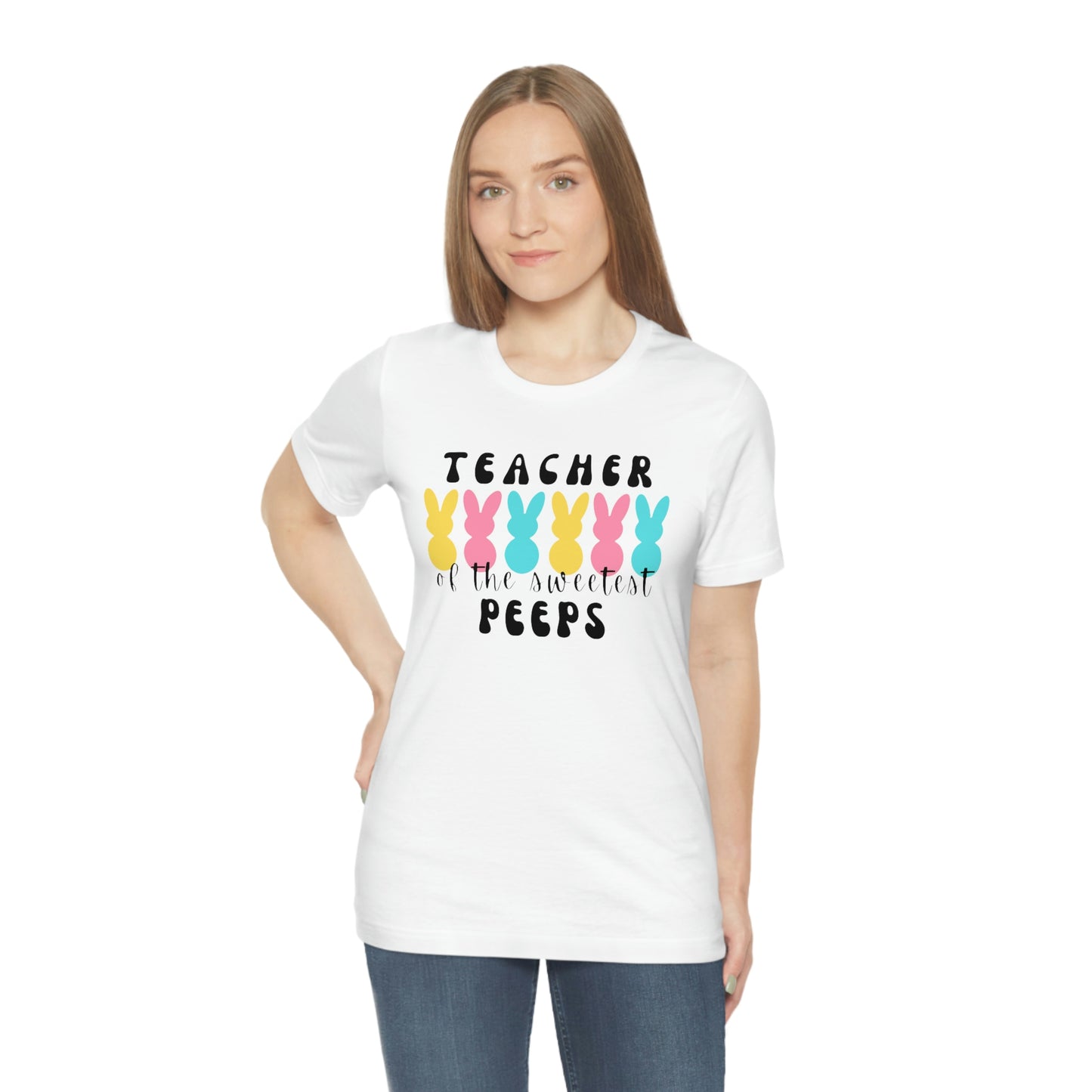 Teacher of the Sweetest Peeps Black Lettering Tee