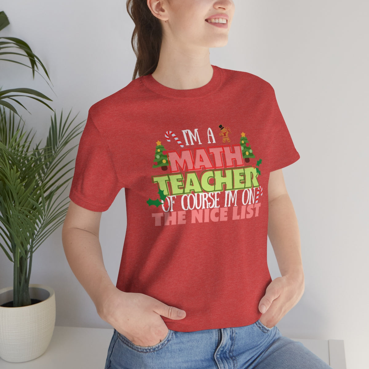 Math Teacher Nice List Unisex Jersey Short Sleeve Tee