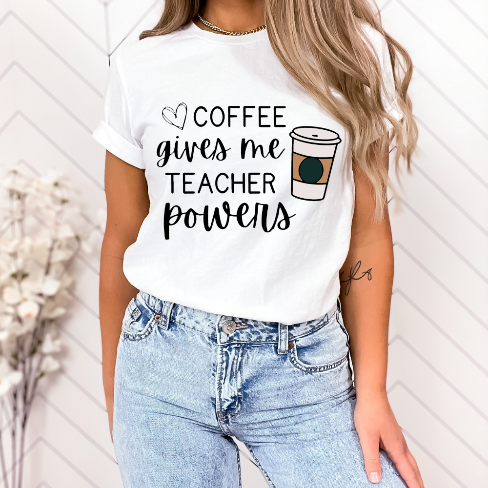 Coffee Gives Me Teacher Powers Unisex Jersey Short Sleeve Tee