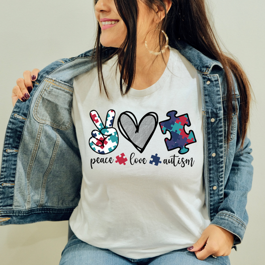 Peace Love Autism Unisex Jersey Short Sleeve Tee