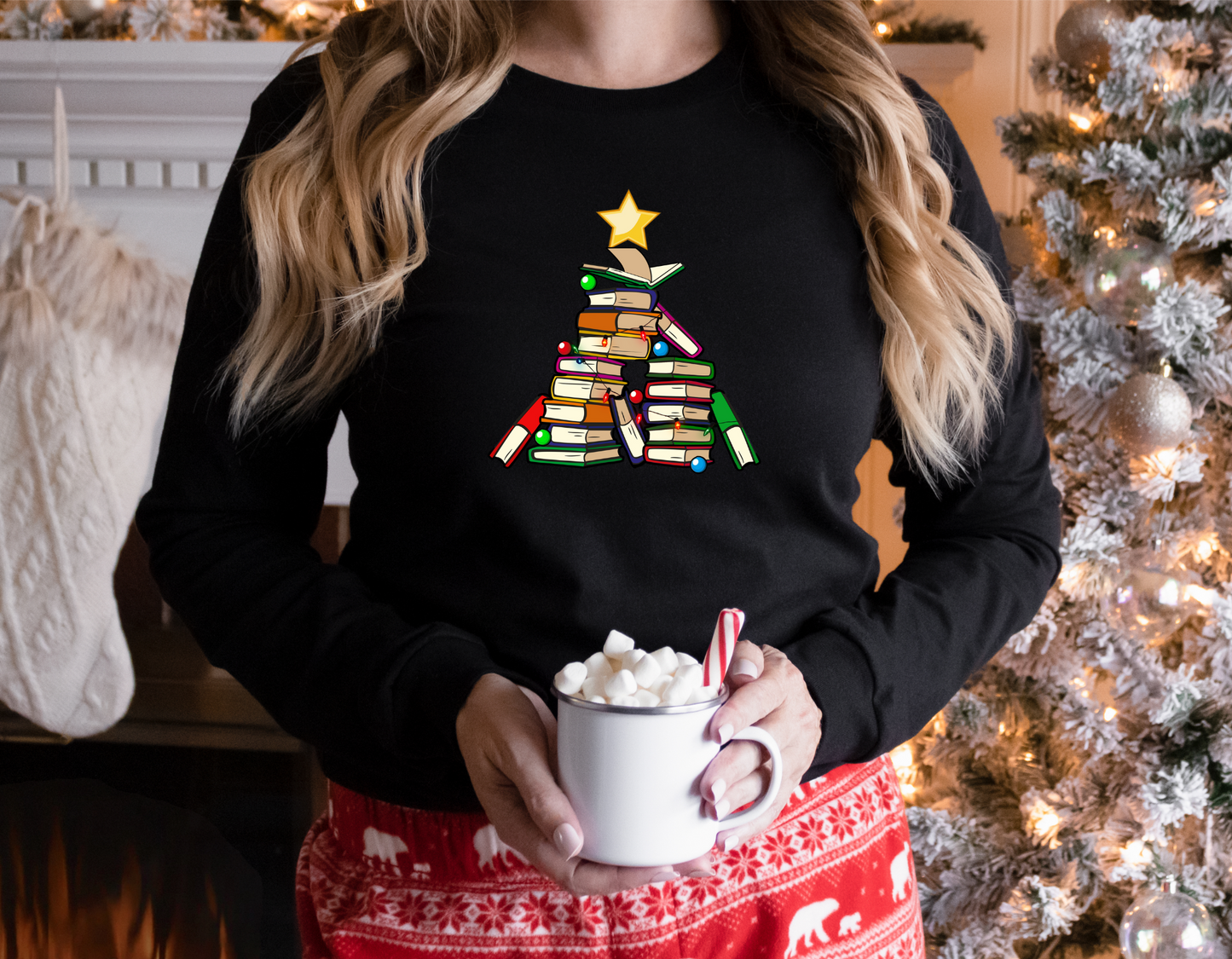 Holiday Tree of Books Unisex Jersey Long Sleeve Tee