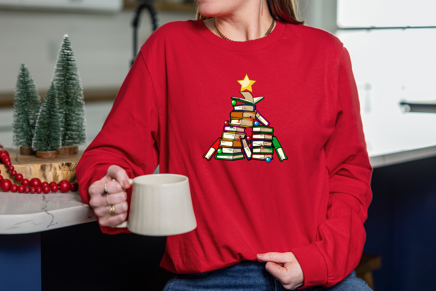 Holiday Tree of Books Unisex Jersey Long Sleeve Tee