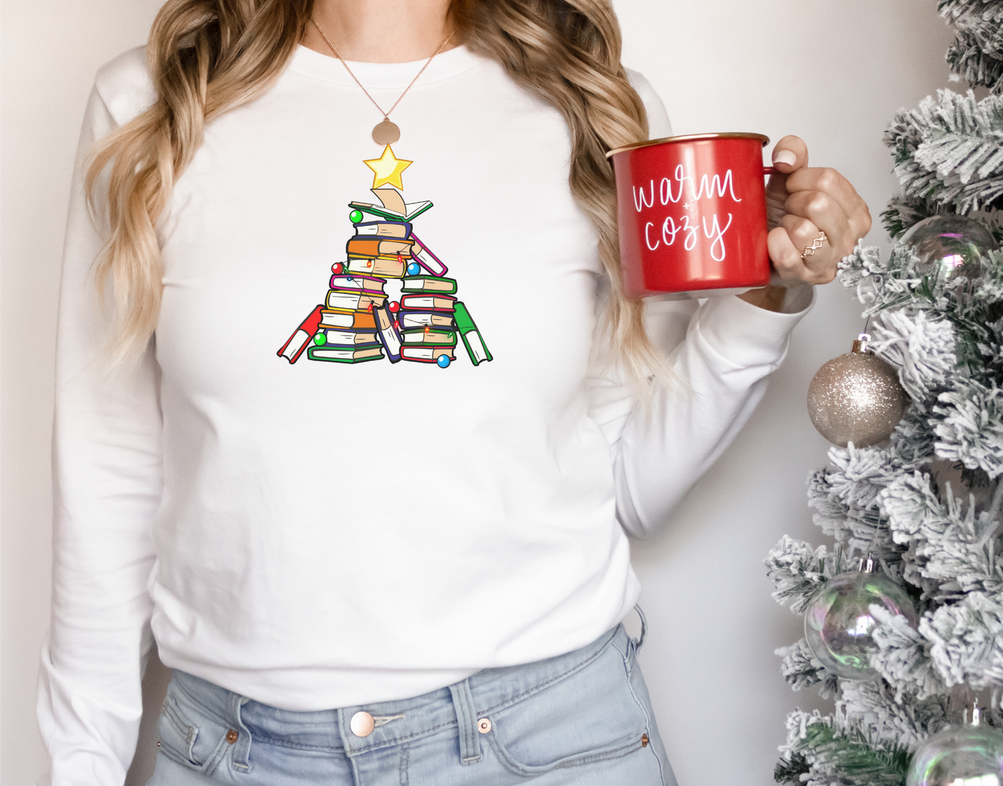 Holiday Tree of Books Unisex Jersey Long Sleeve Tee