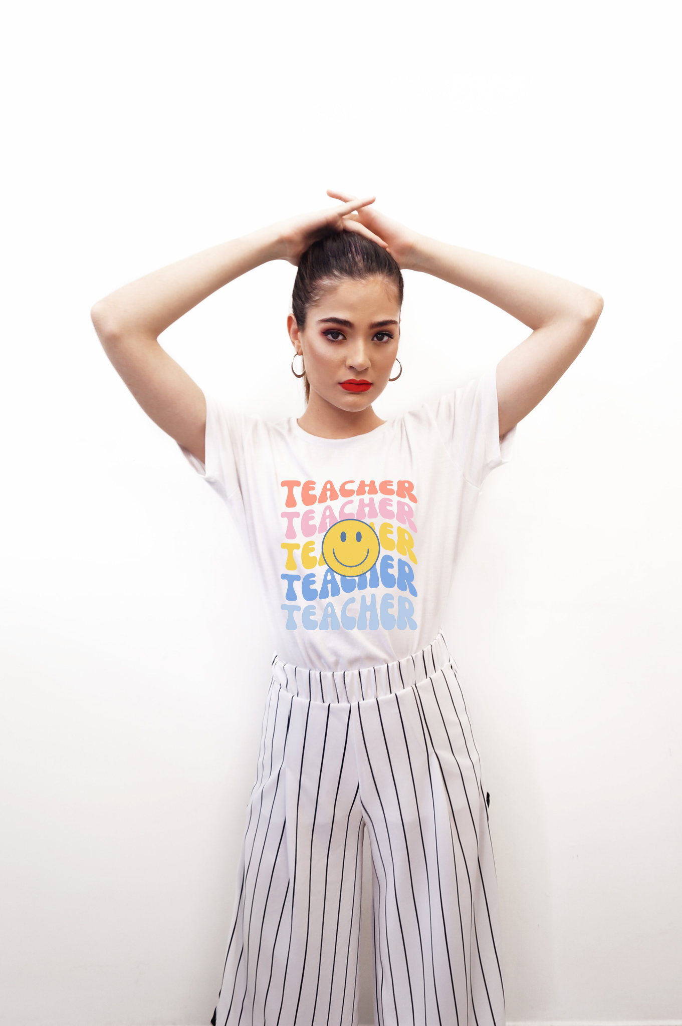 Happy Teacher Pastel Retro Print Unisex Jersey Short Sleeve Tee