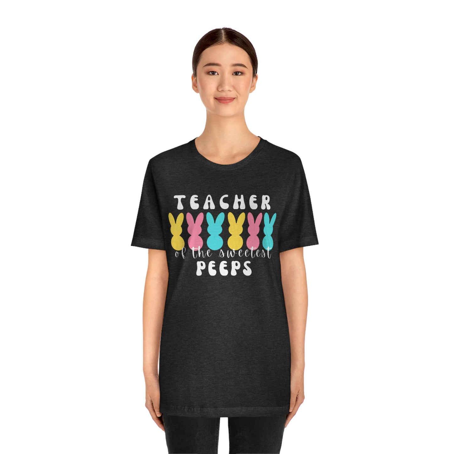 Teacher of the Sweetest Peeps White Lettering Tee