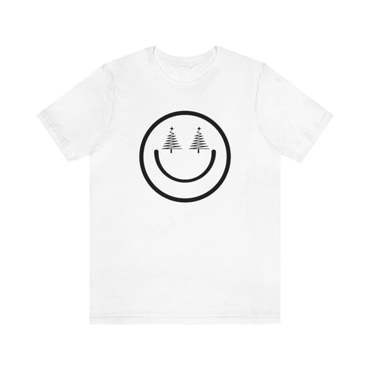 Smiley Face Holiday Trees Unisex Jersey Short Sleeve Tee