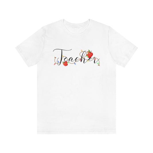 Holiday Lights Teacher Unisex Jersey Short Sleeve Tee