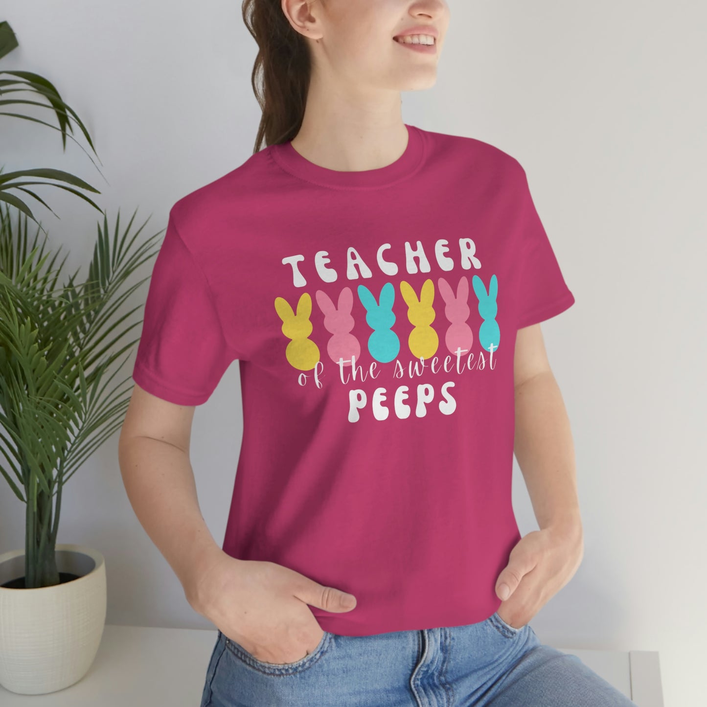 Teacher of the Sweetest Peeps White Lettering Tee