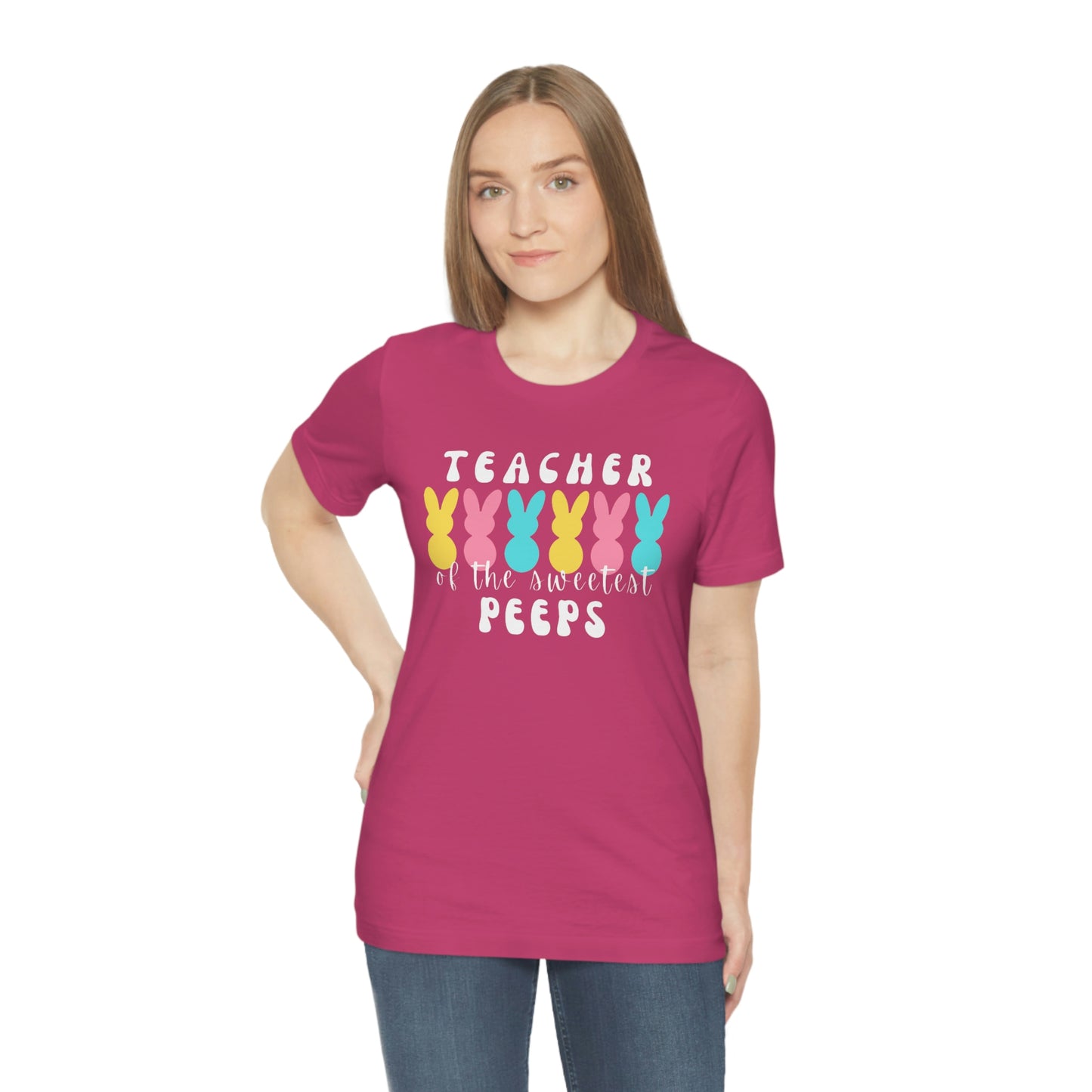 Teacher of the Sweetest Peeps White Lettering Tee