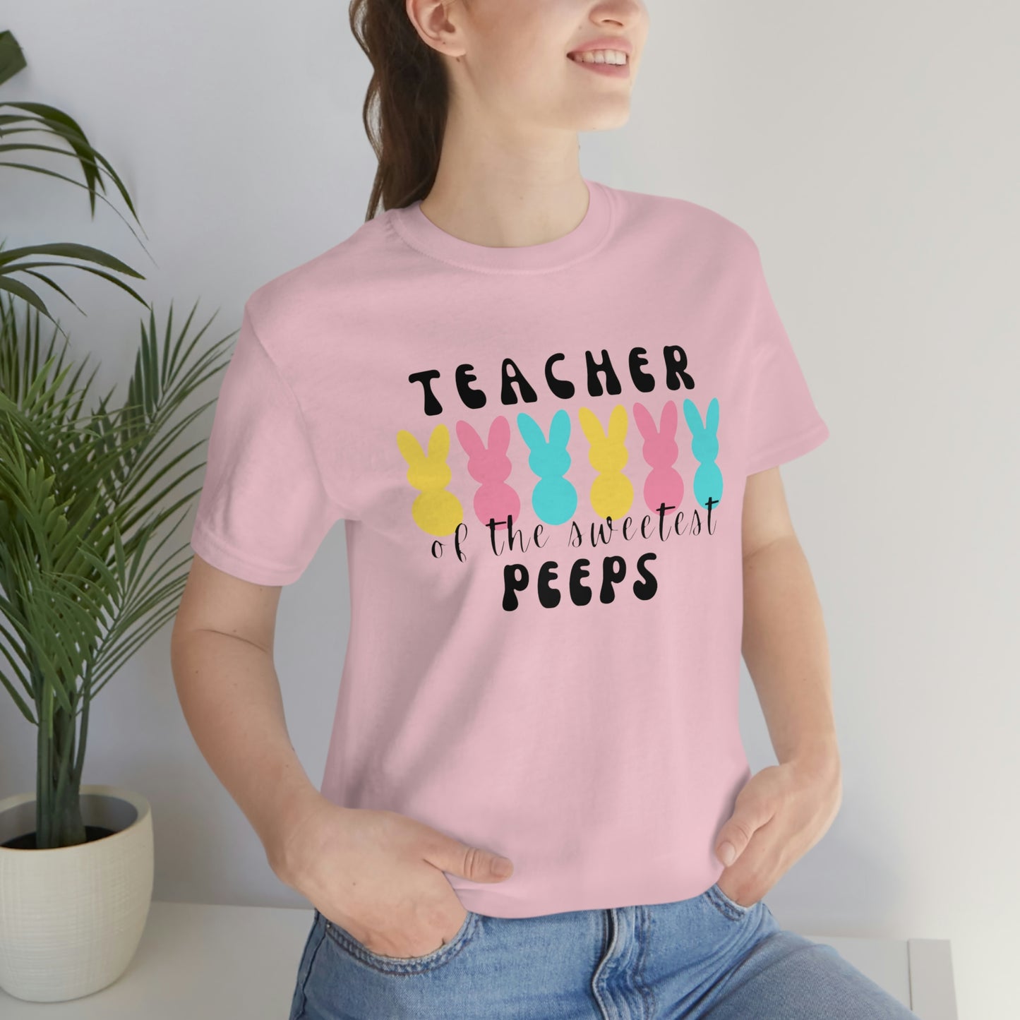 Teacher of the Sweetest Peeps Black Lettering Tee