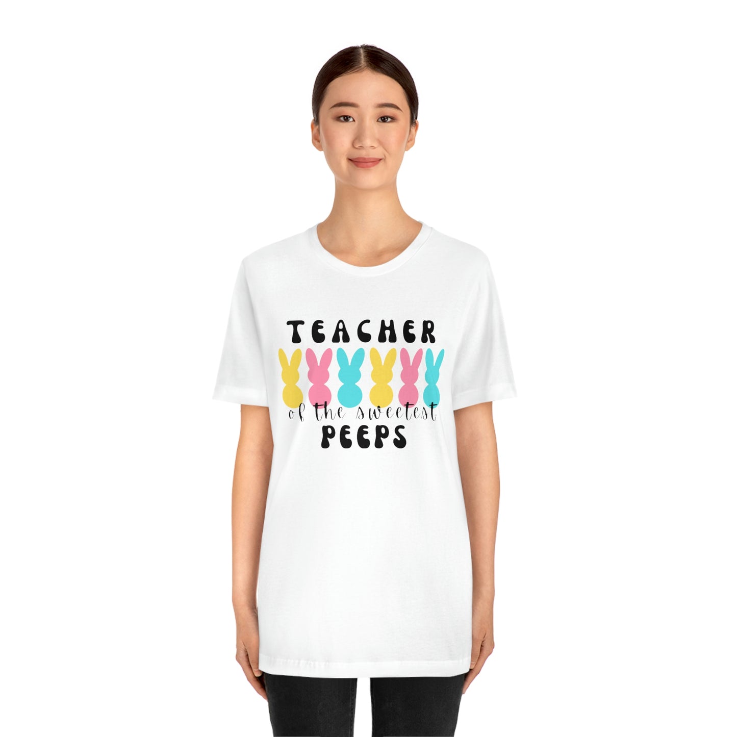 Teacher of the Sweetest Peeps Black Lettering Tee
