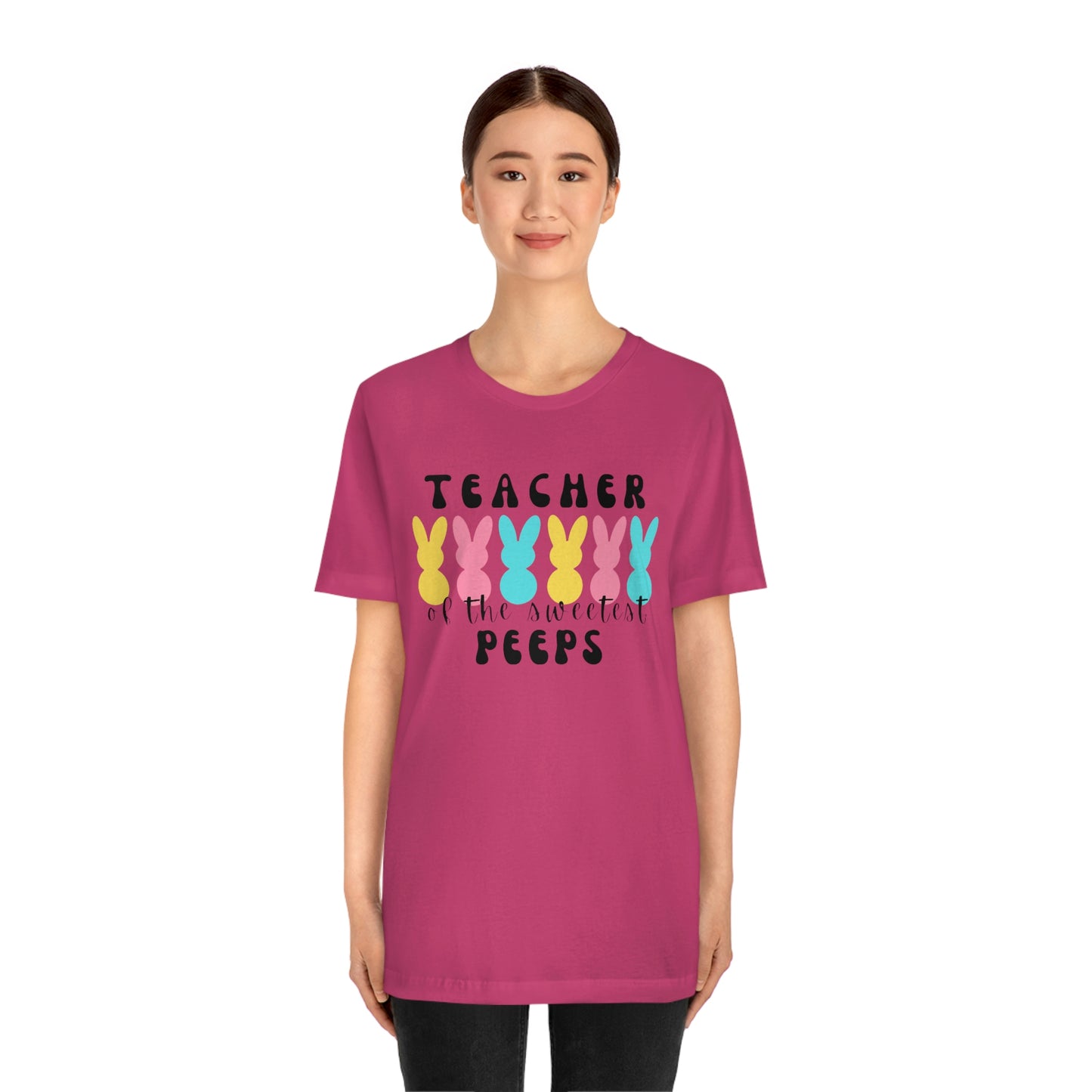 Teacher of the Sweetest Peeps Black Lettering Tee