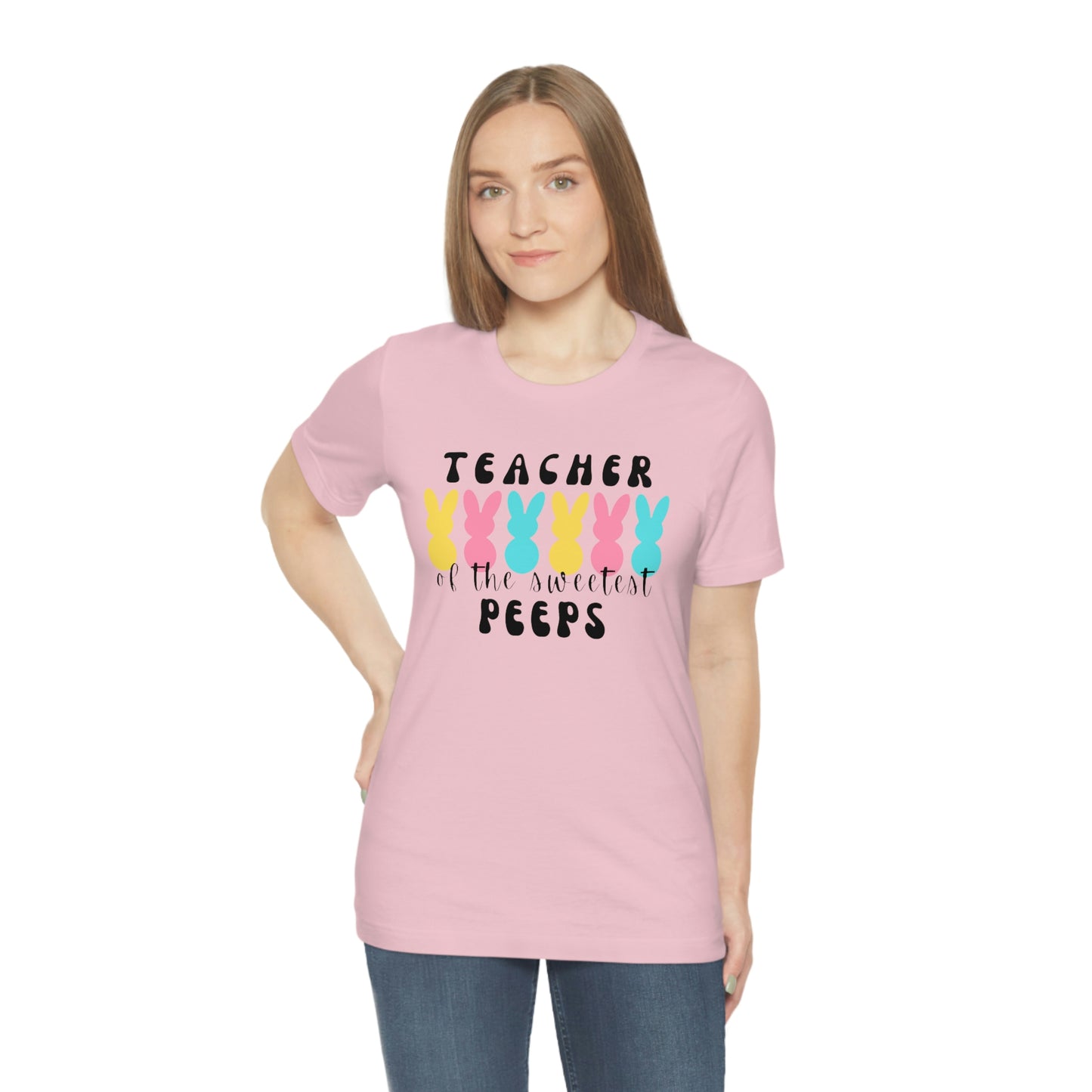 Teacher of the Sweetest Peeps Black Lettering Tee