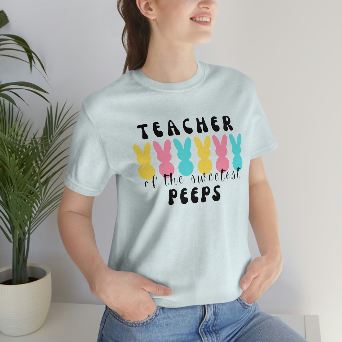Teacher of the Sweetest Peeps Black Lettering Tee