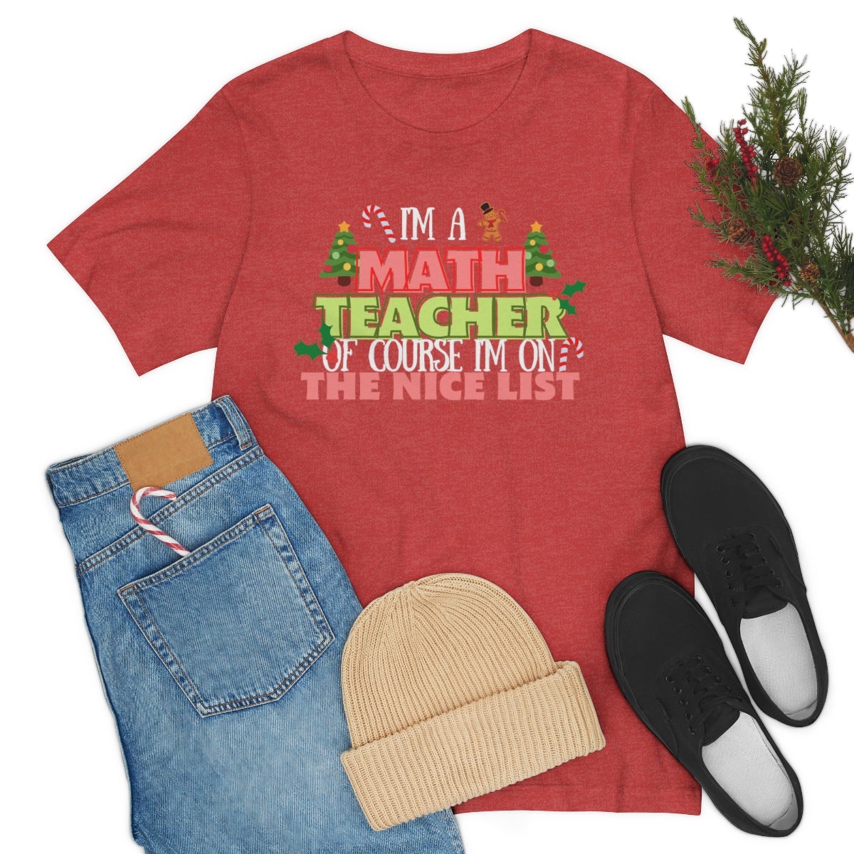 Math Teacher Nice List Unisex Jersey Short Sleeve Tee