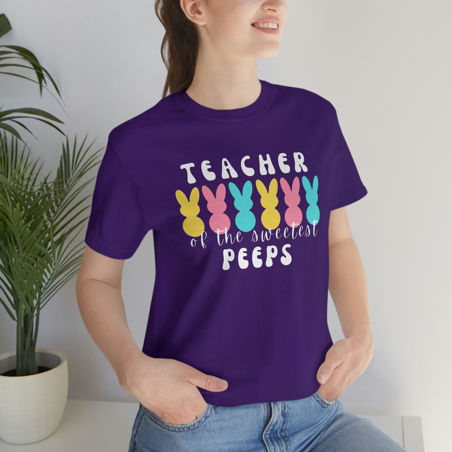 Teacher of the Sweetest Peeps White Lettering Tee