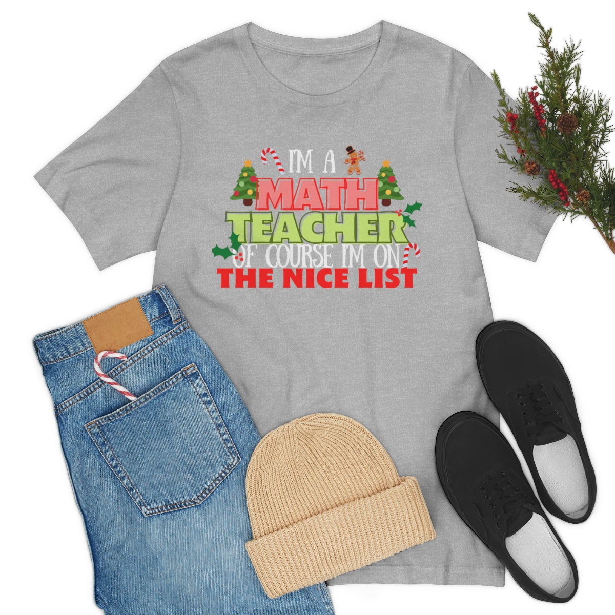 Math Teacher Nice List Unisex Jersey Short Sleeve Tee