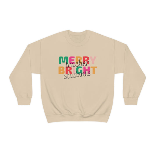 Merry Teacher Bright Students Unisex Heavy Blend™ Crewneck Sweatshirt